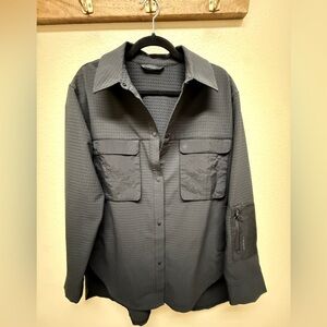 lululemon athletica Woven Air Black Grid-Texture Hiking Shirt